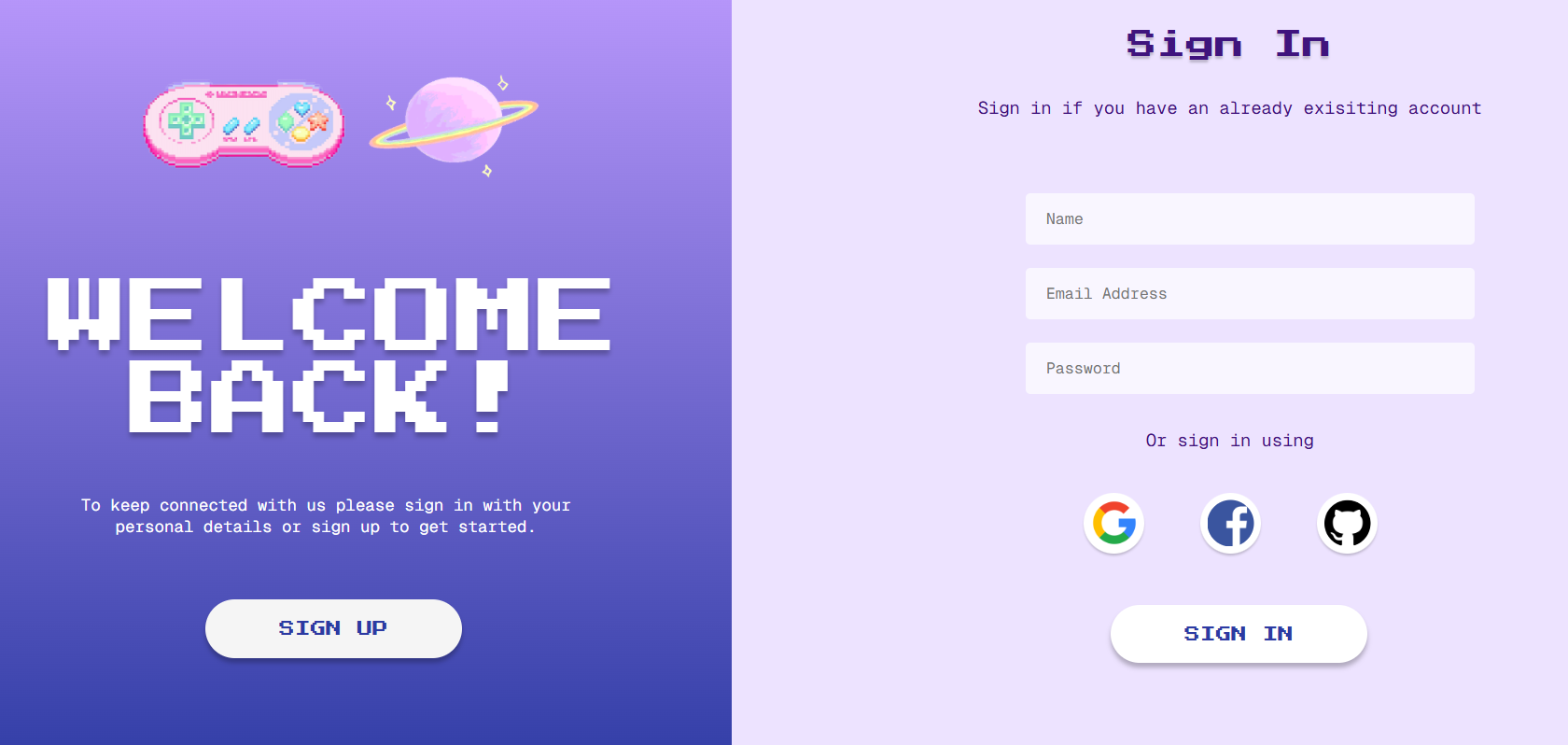 Registration form